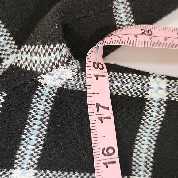 J Jill Black White Plaid Buffalo Check Cozy Knit Long Sleeve Pullover Sweater M - Picture 14 of 16